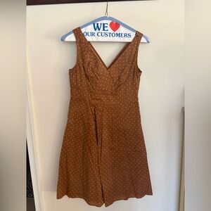 Lands' End Brown Polka Dot Midi Dress